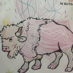 Żubr pokolorowany przez dziecko